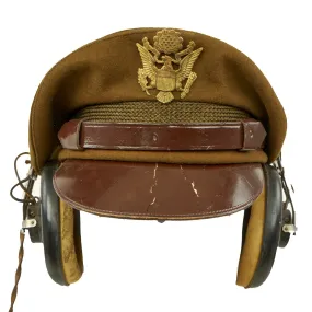 Original U.S. WWII USAAF Pilot Crush Cap with ANB-H-1 Receivers Headset