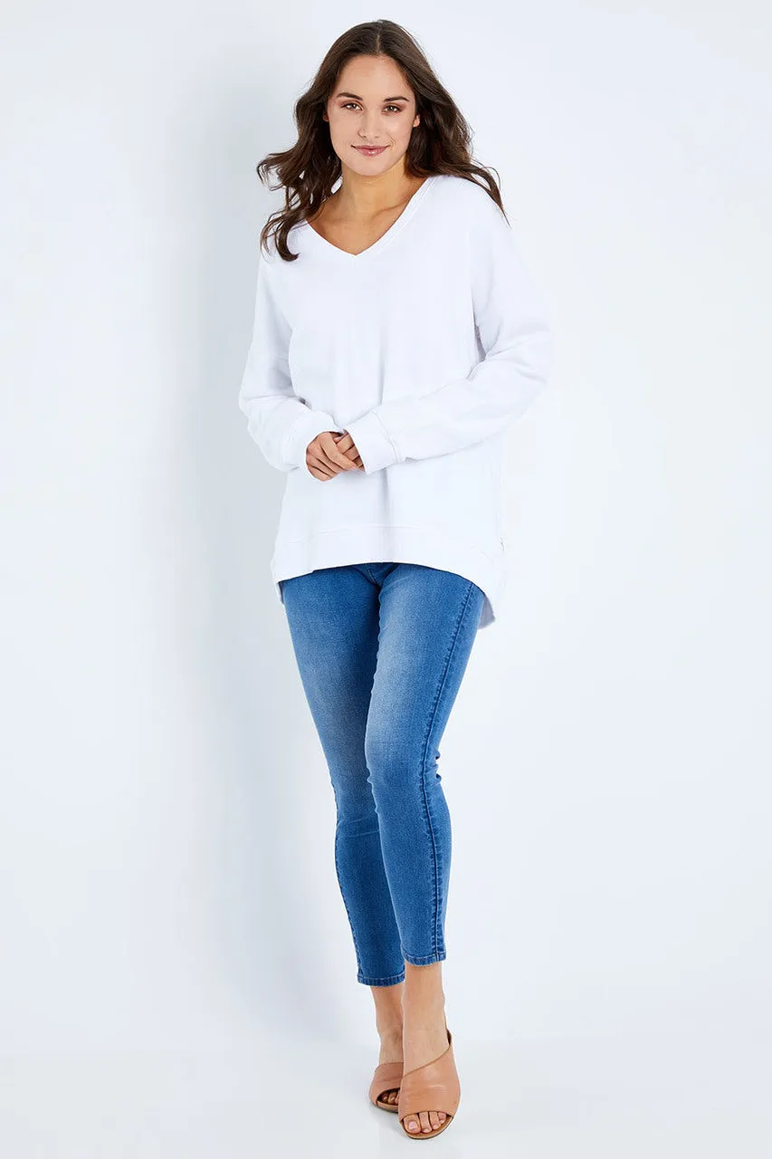 Pambula Vee Neck Crew in White