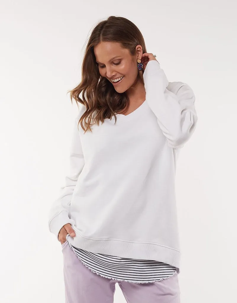 Pambula Vee Neck Crew in White