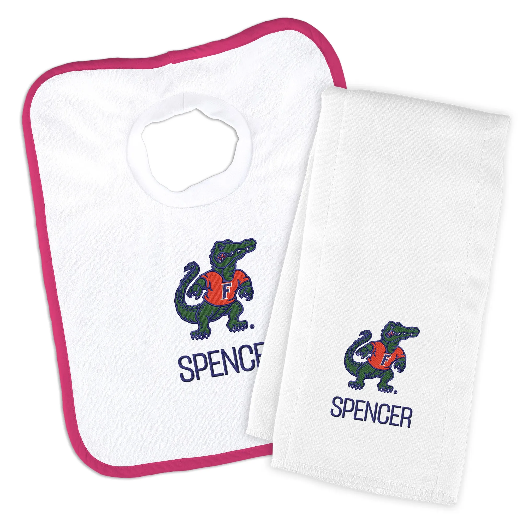 Personalized Florida Gators Albert Bib and Burp Cloth Set