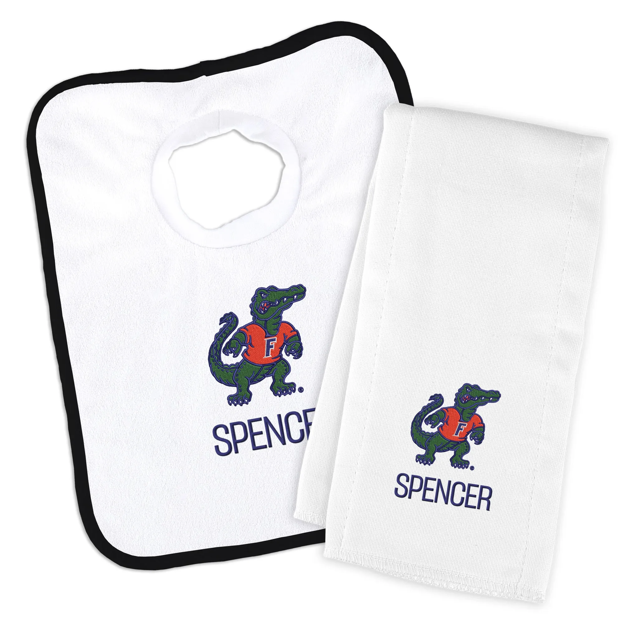 Personalized Florida Gators Albert Bib and Burp Cloth Set