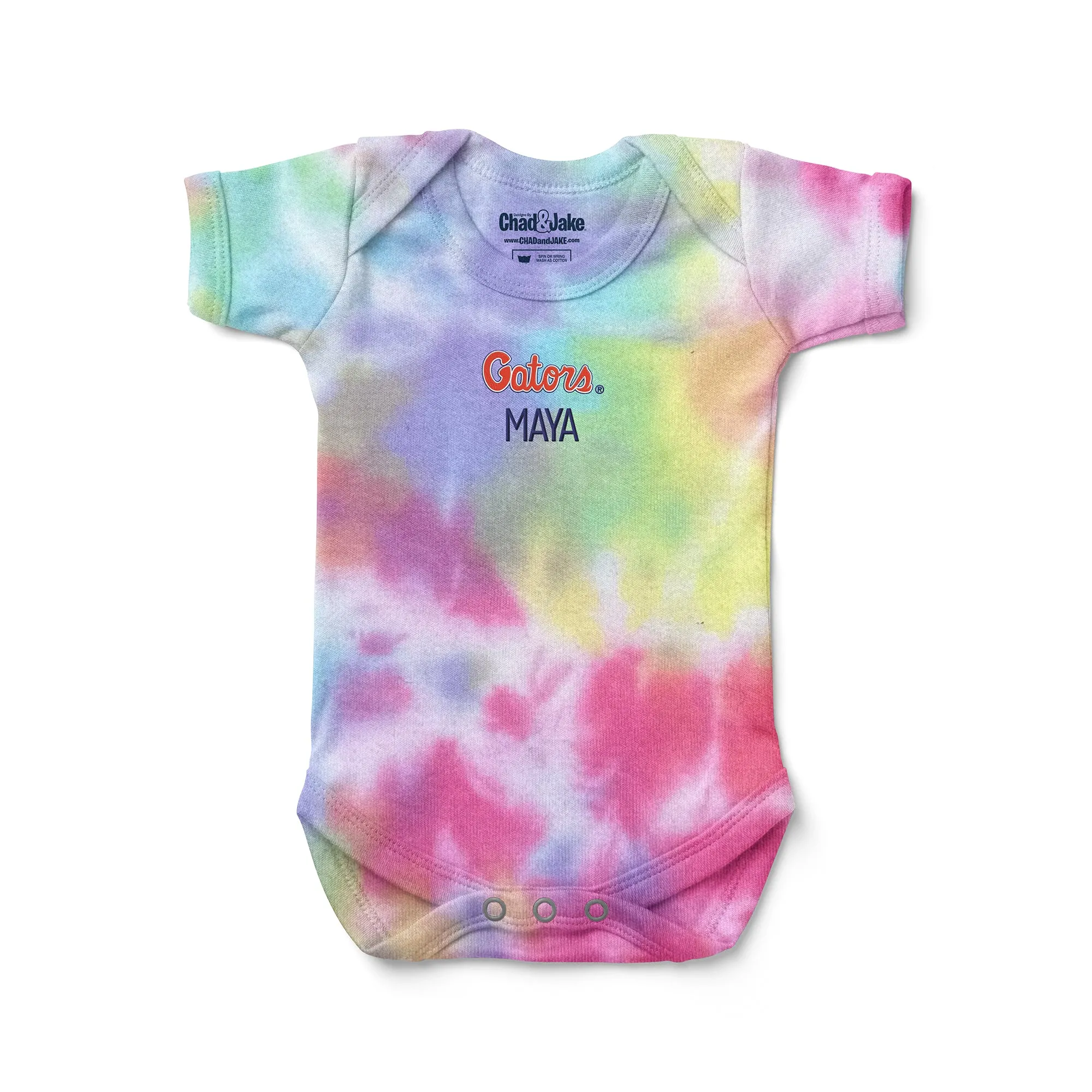Personalized Florida Gators Script Gators Tie Dye Bodysuit