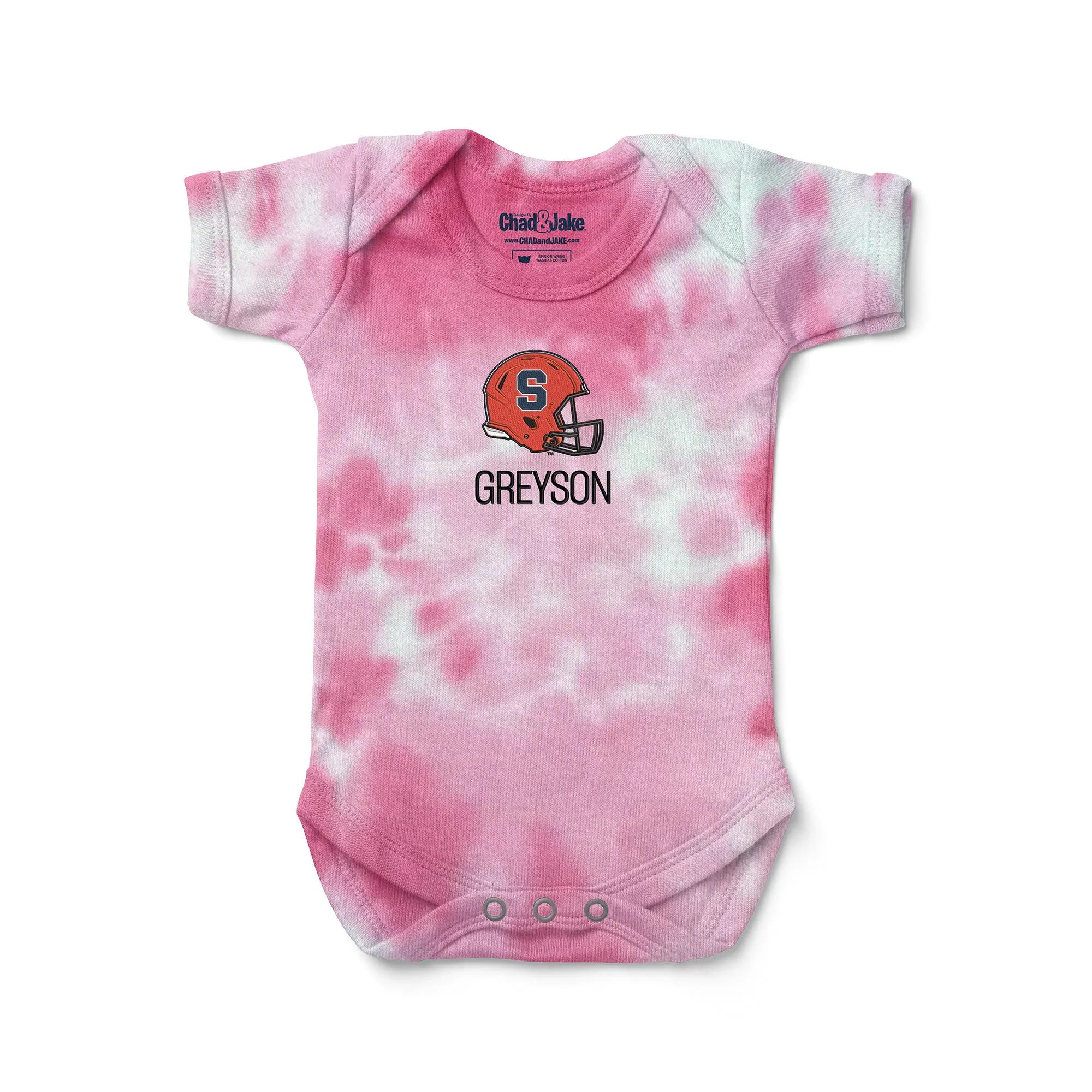 Personalized Syracuse Orange Helmet Tie Dye Bodysuit