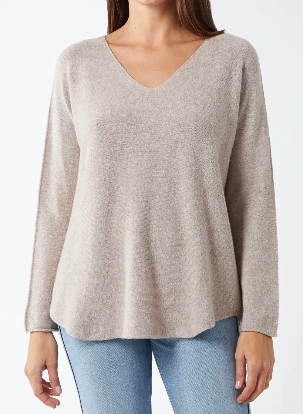 Plain V-Neck Jumper With Stitching Detail (12 Colours)