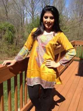 Polyester French Crepe Yellow Printed Tunic