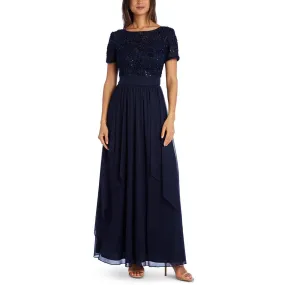 R & M Richards Sequin & Ruffle Gown
