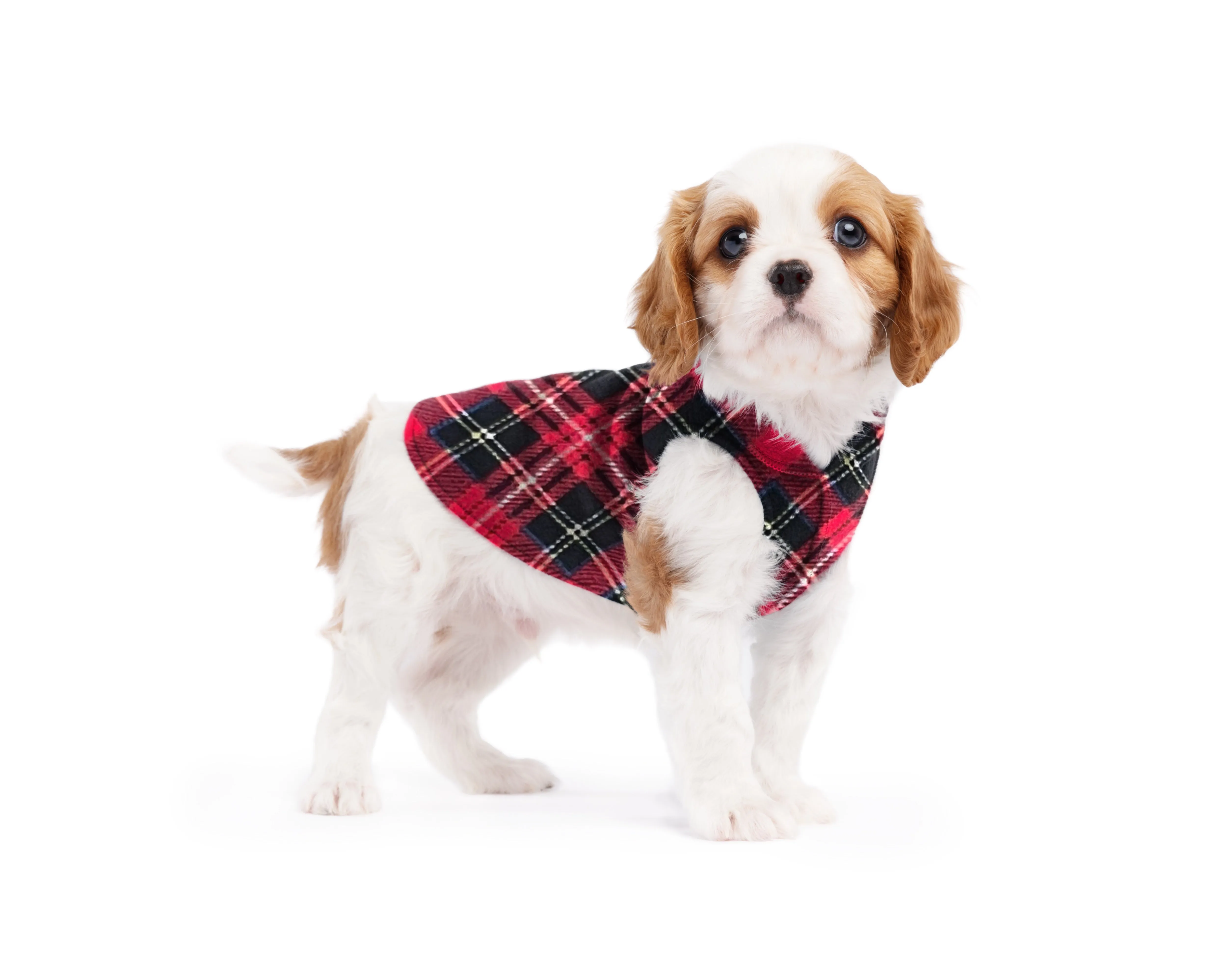 red plaid stretch fleece