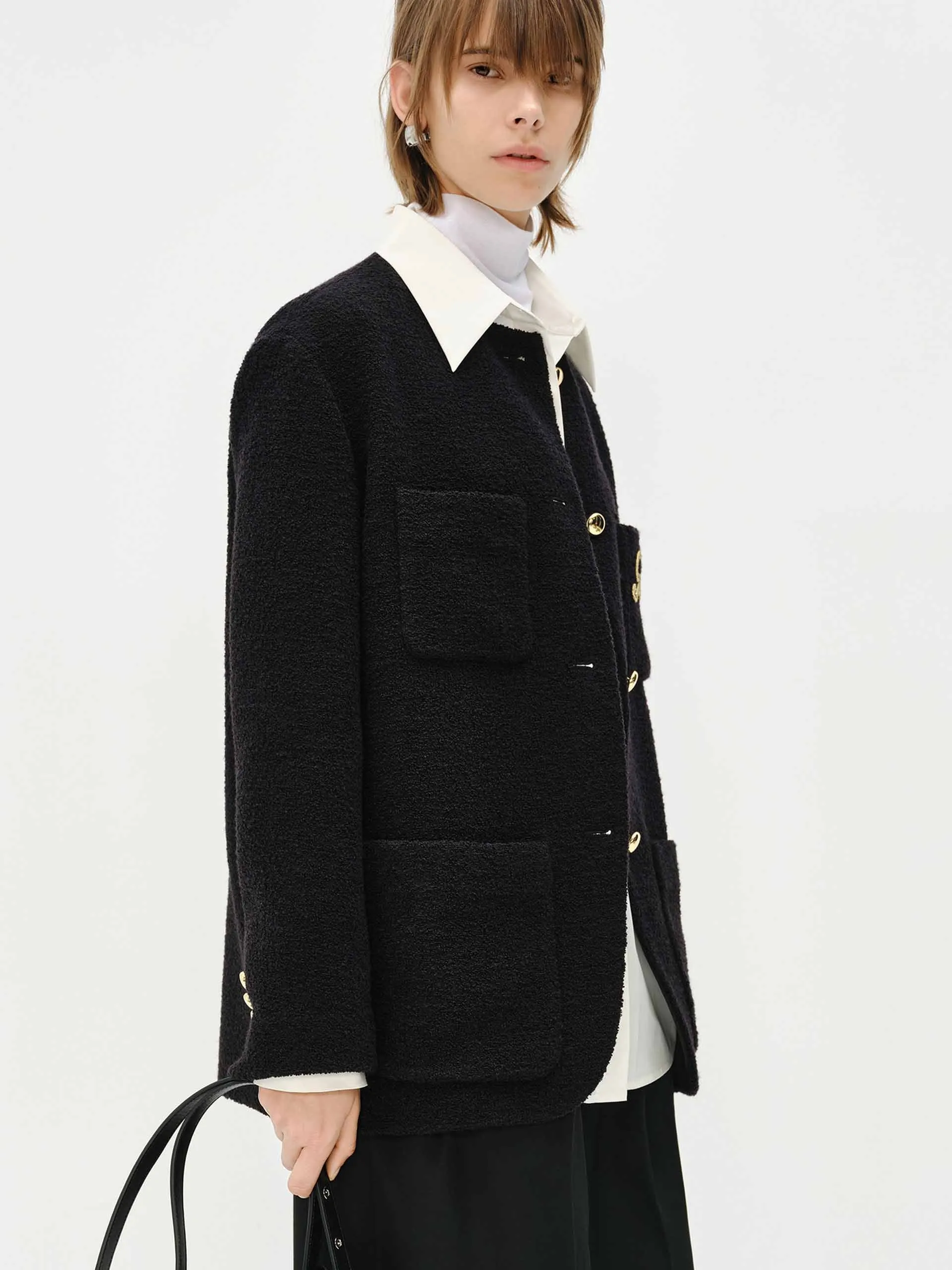 Regular Collarless Coat