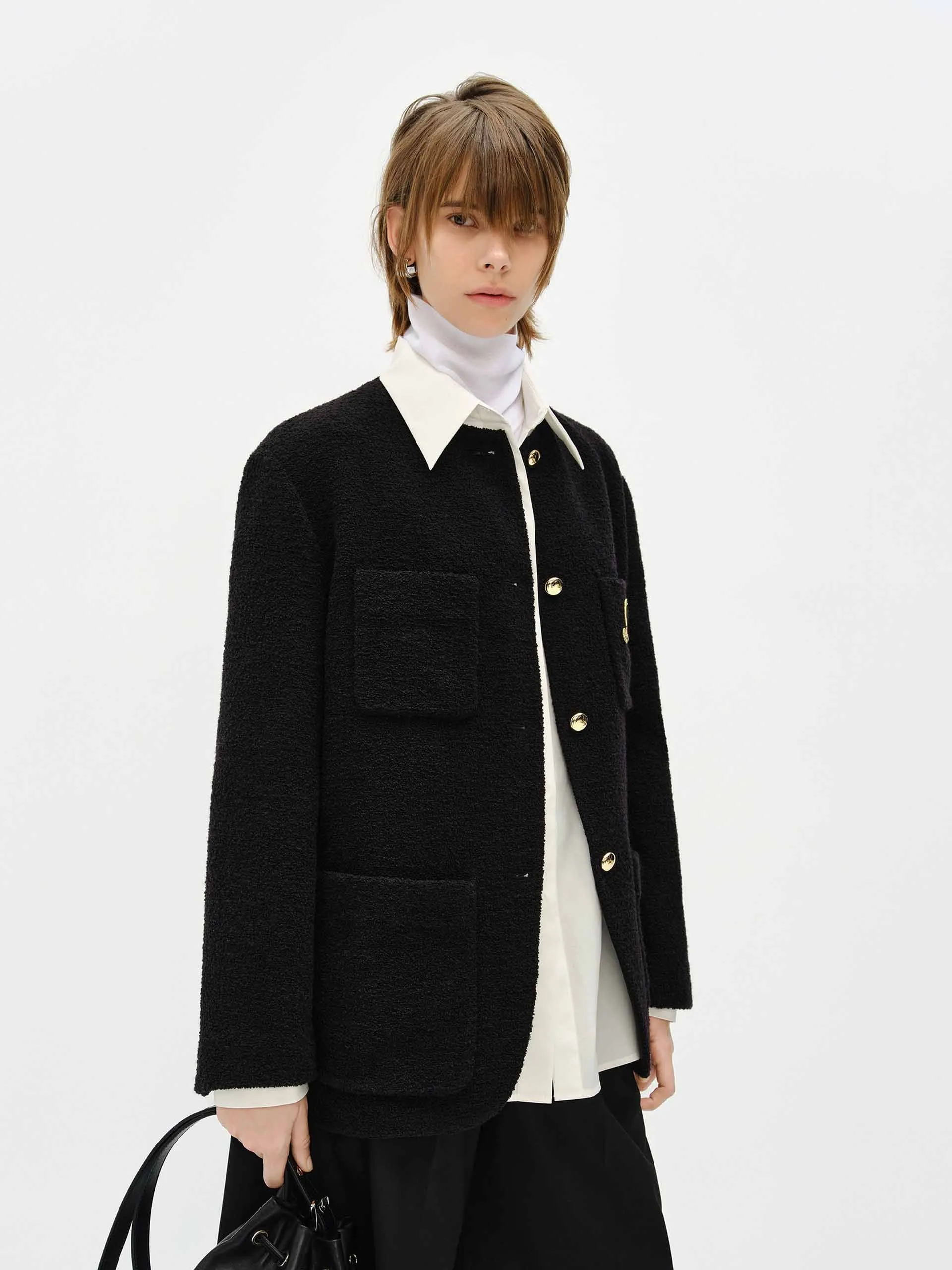 Regular Collarless Coat
