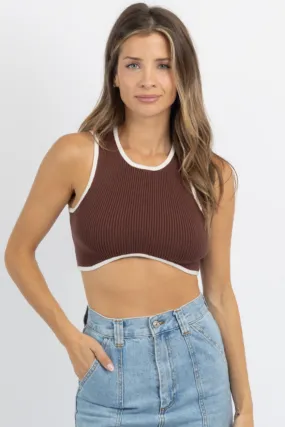 RENA CHOCOLATE   CREAM RIBBED CROP