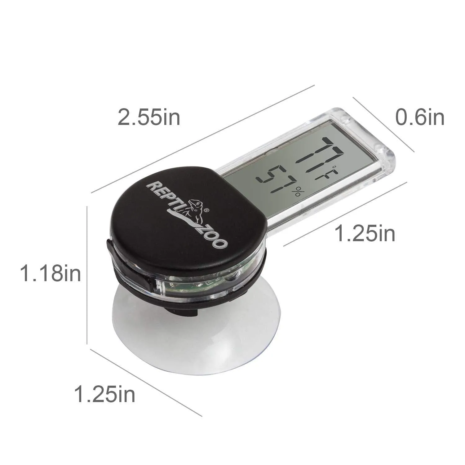 REPTI ZOO Reptile Terrarium Thermometer Hygrometer Digital Display 2PCS Pet Rearing Box Reptiles Tank Thermometer Hygrometer with Suction Cup