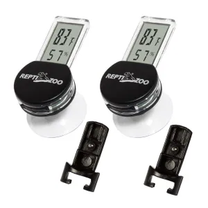 REPTI ZOO Reptile Terrarium Thermometer Hygrometer Digital Display 2PCS Pet Rearing Box Reptiles Tank Thermometer Hygrometer with Suction Cup