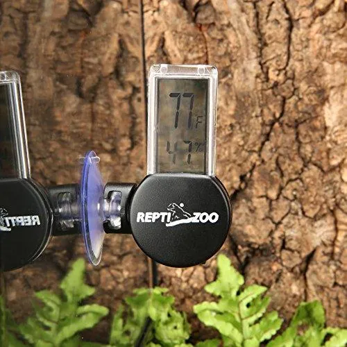 REPTI ZOO Reptile Terrarium Thermometer Hygrometer Digital Display 2PCS Pet Rearing Box Reptiles Tank Thermometer Hygrometer with Suction Cup