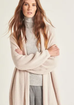 Ribbed Cashmere Coatigan in Ballet Pink