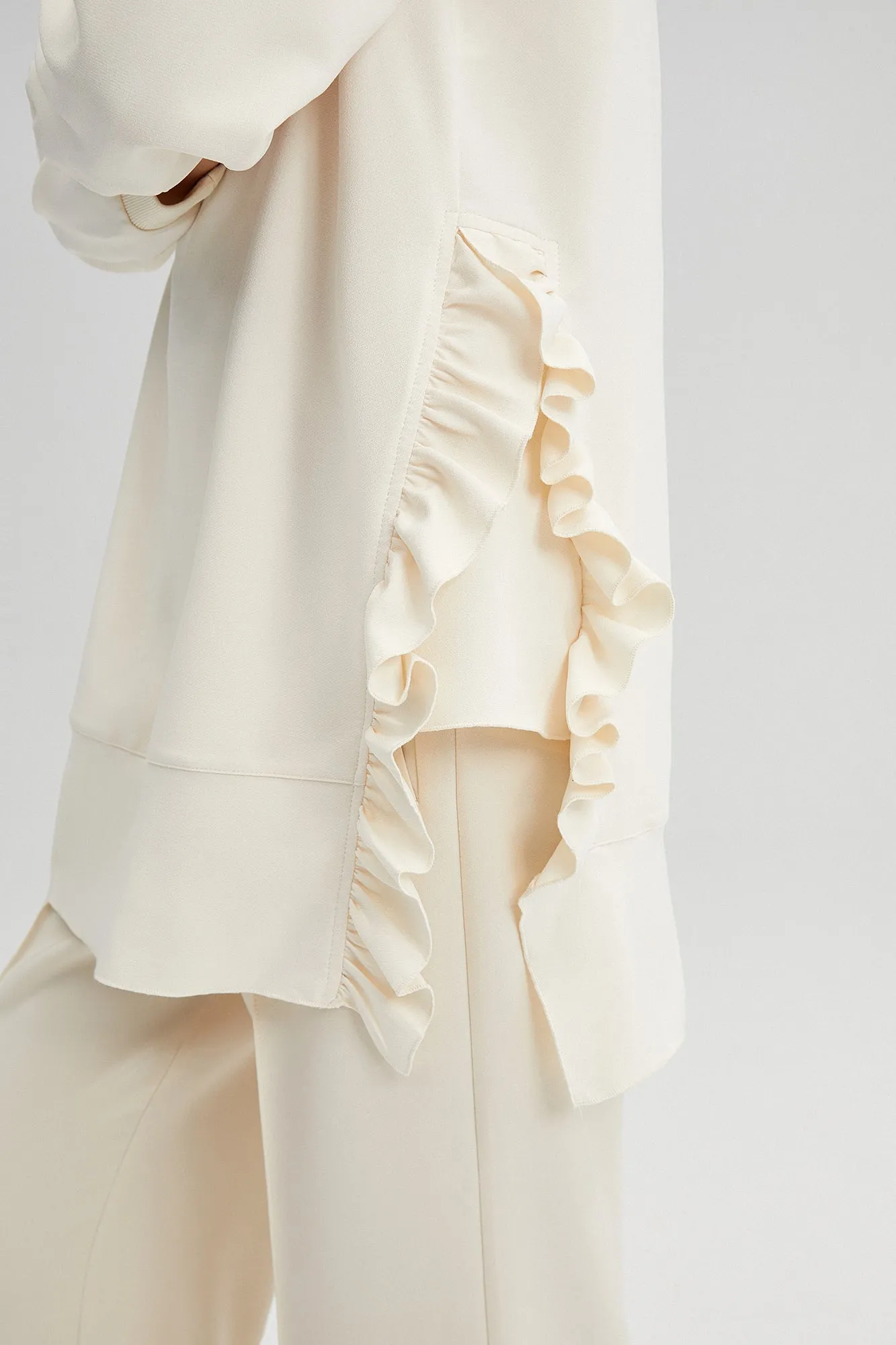 RUFFLED CREPE TUNIC