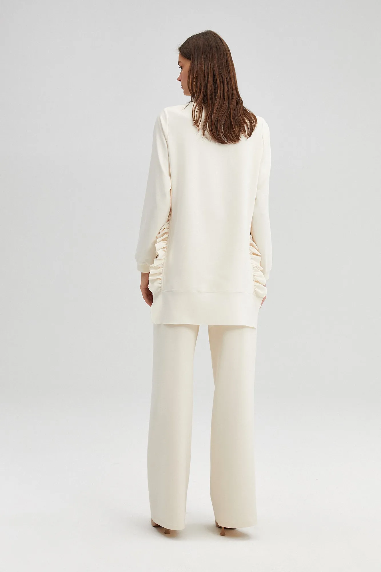 RUFFLED CREPE TUNIC