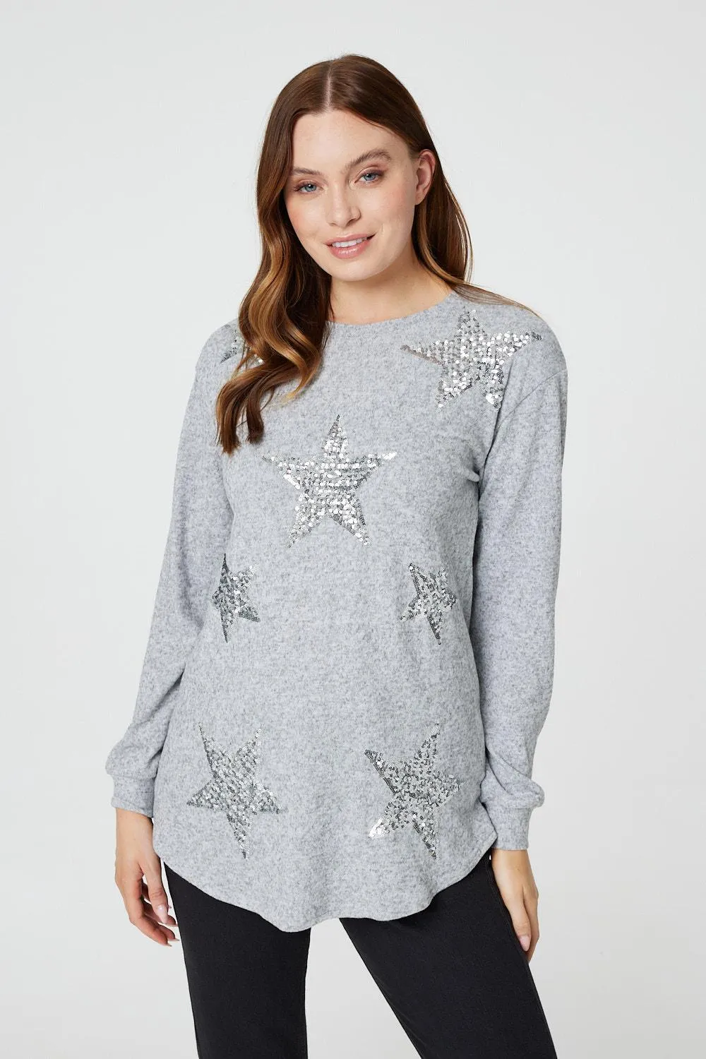 Sequin Star Print Pullover