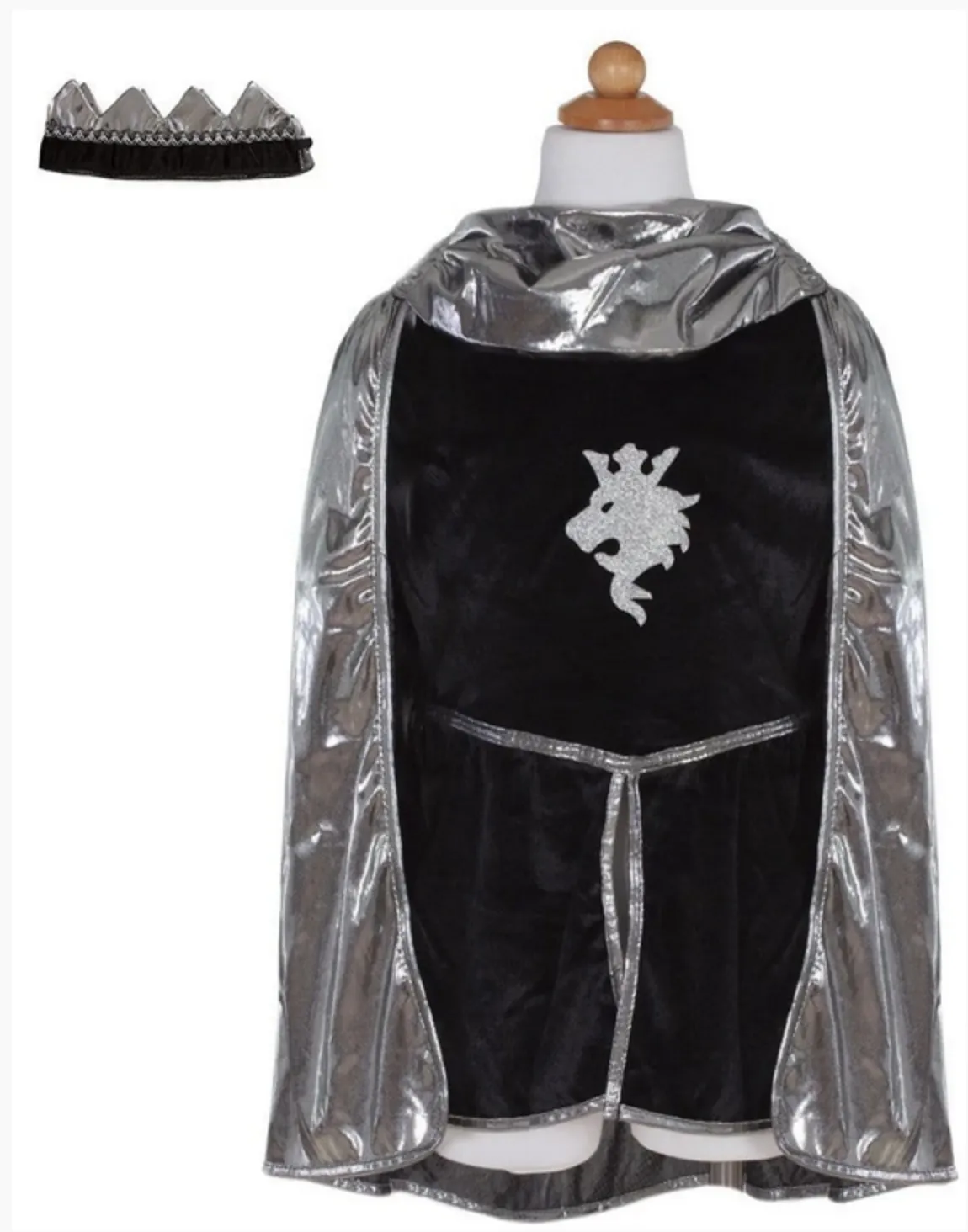 Silver Knight Tunic, Cape, and Crown Set