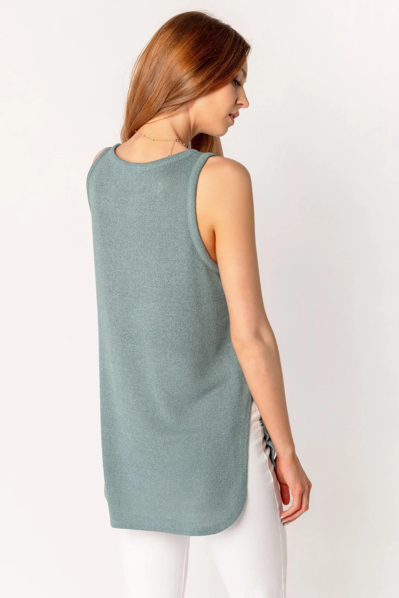 Sleeveless High-Low Sweater Knit Top