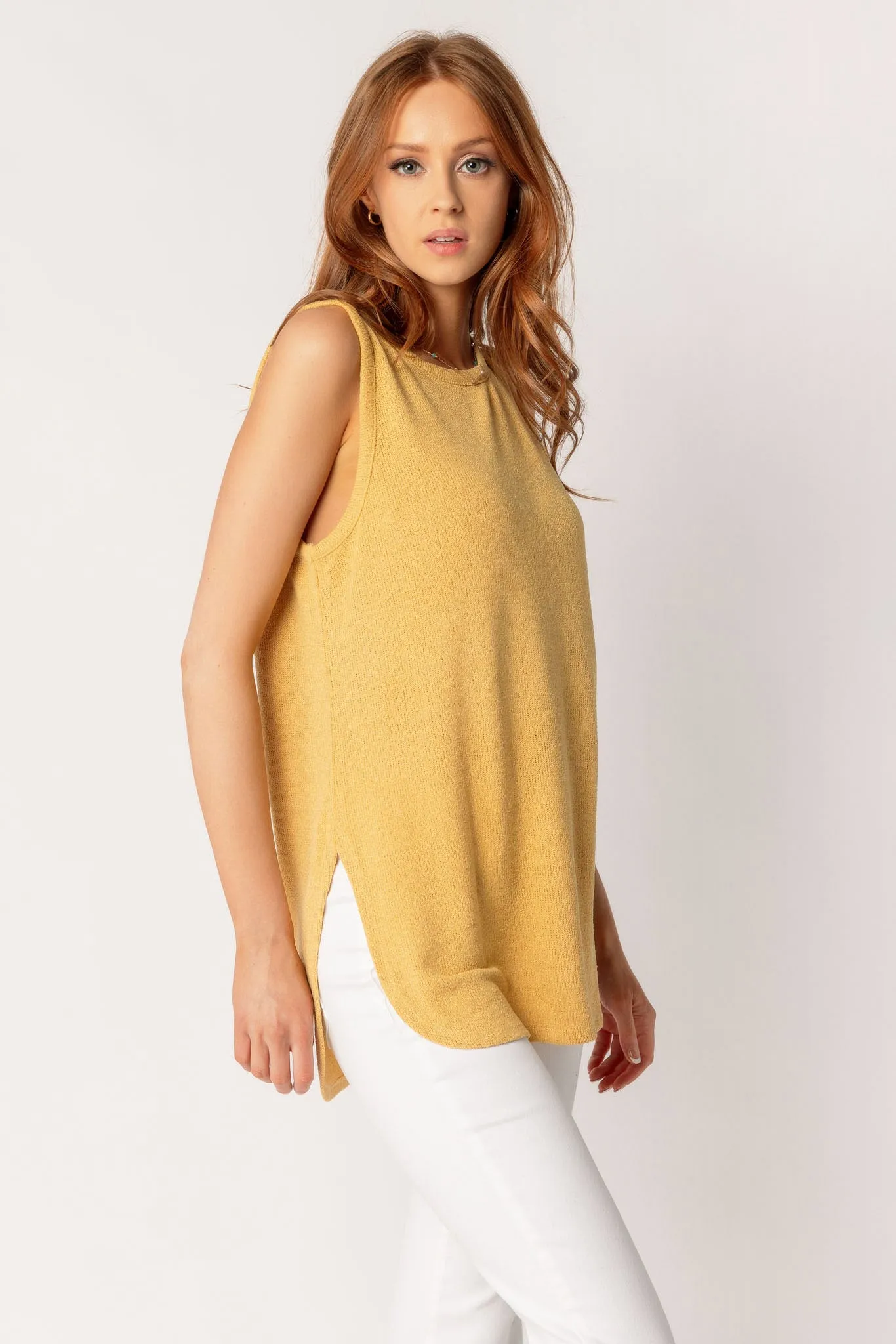 Sleeveless High-Low Sweater Knit Top