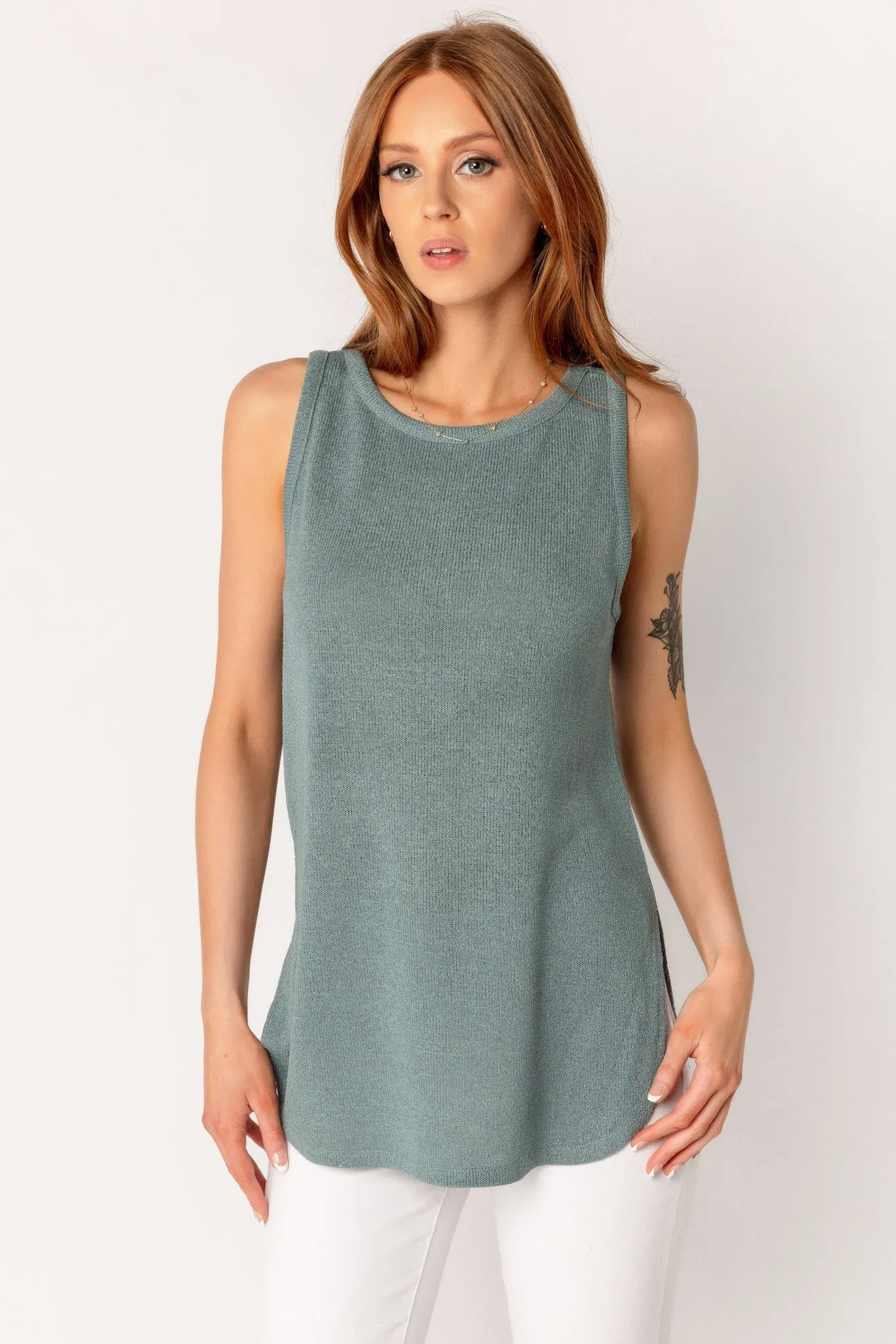 Sleeveless High-Low Sweater Knit Top