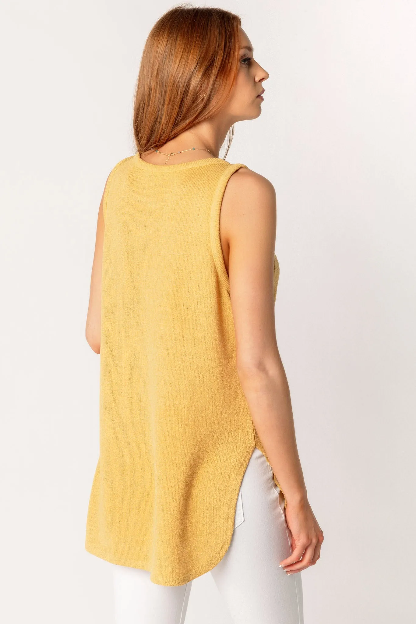 Sleeveless High-Low Sweater Knit Top