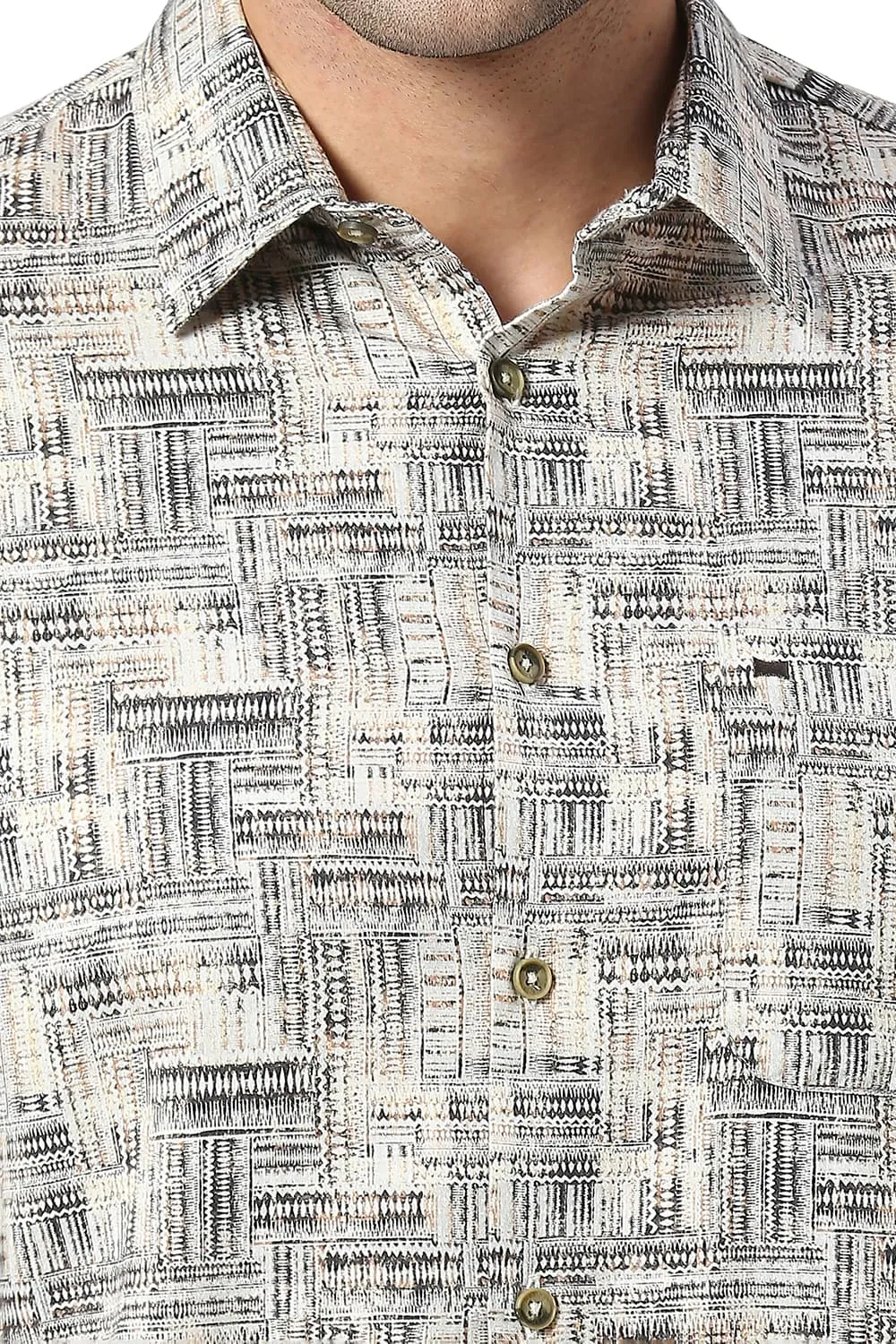 Slim Fit Cotton Satin Digital Printed Halfsleeves Shirt
