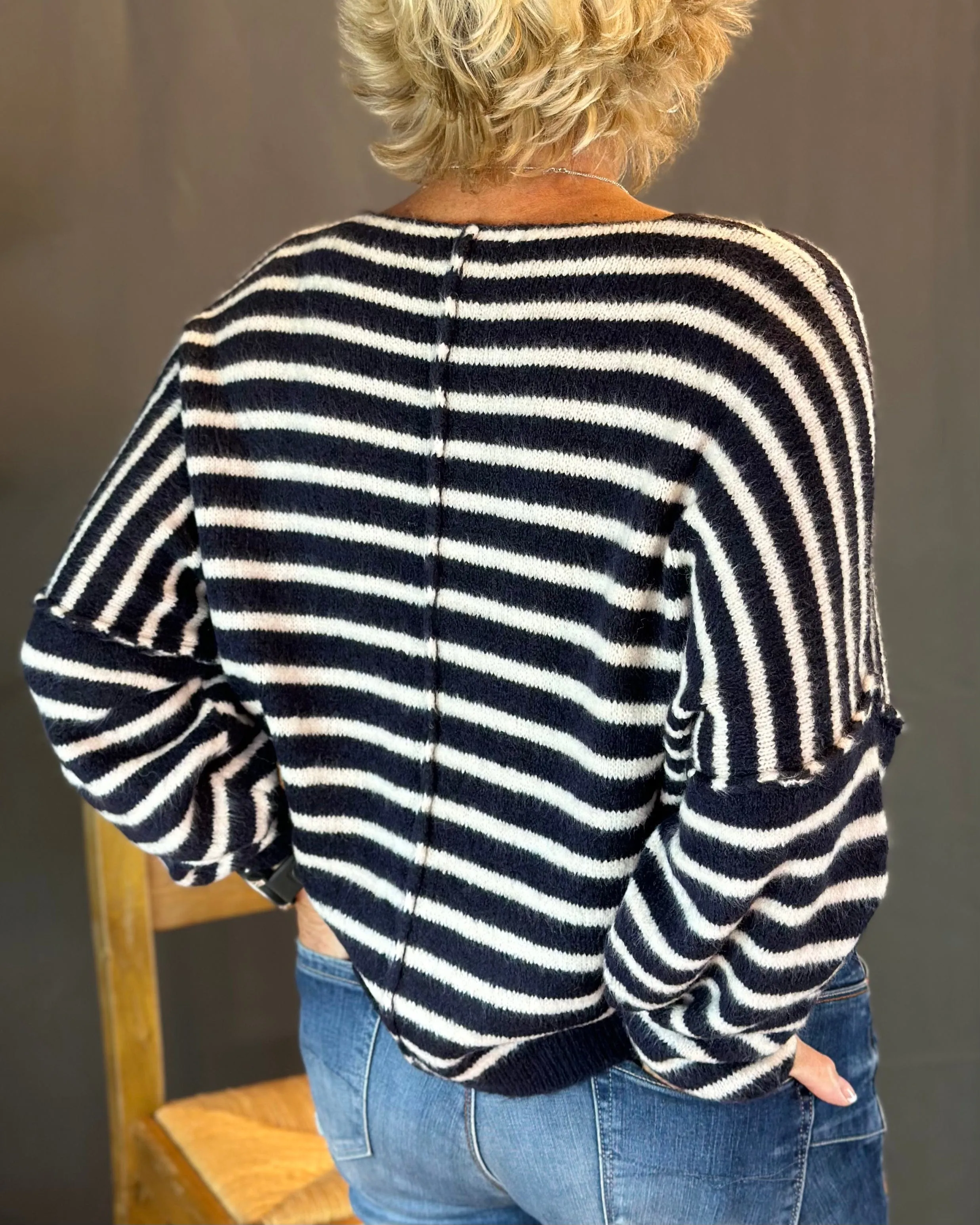 Soft Knit Striped Jumper - Black/White