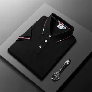 Striped Fashion Casual Men's Fashion Solid Short Sleeve Polo Shirt Summer Breathable Comfortable Top T-shirt