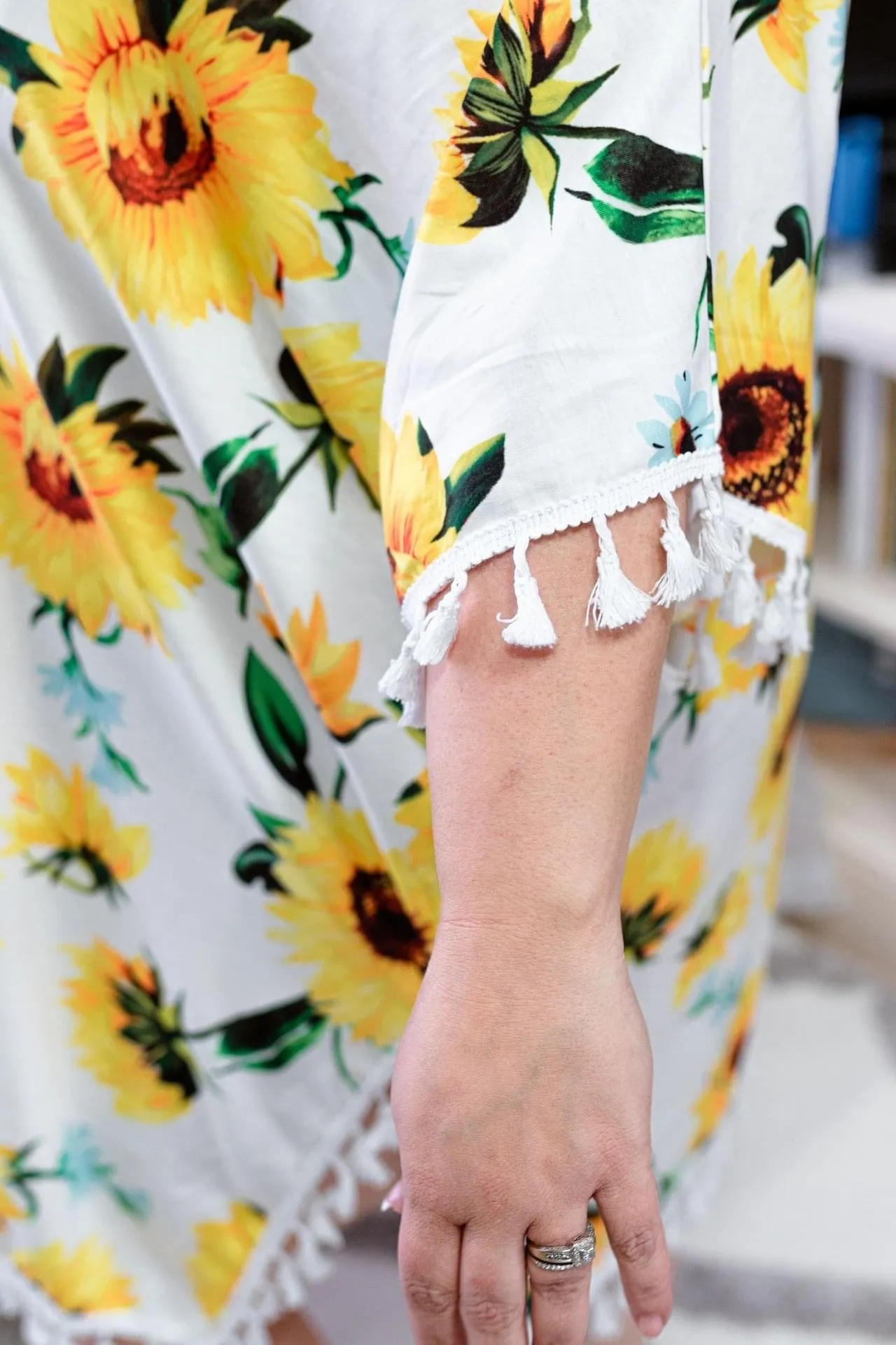 Sunflower Fringe Caftan Top