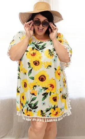 Sunflower Fringe Caftan Top
