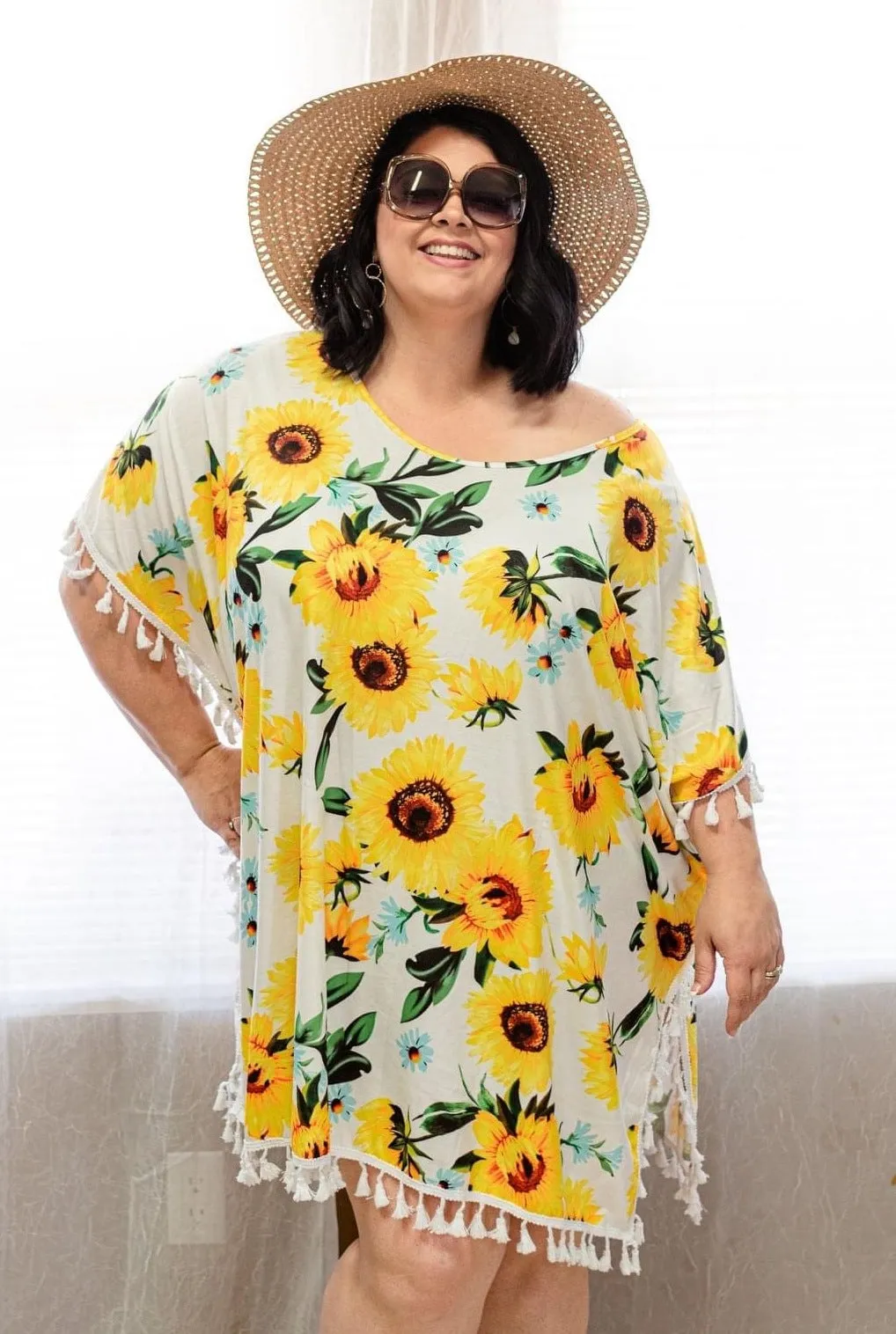 Sunflower Fringe Caftan Top