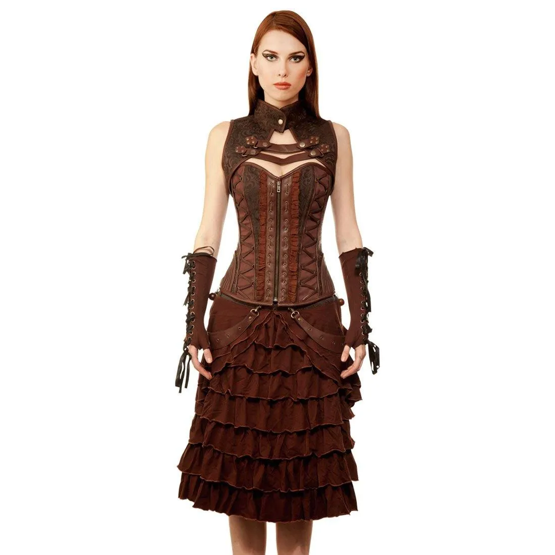 Taanach Steampunk Authentic Steel Boned Overbust Corset Dress