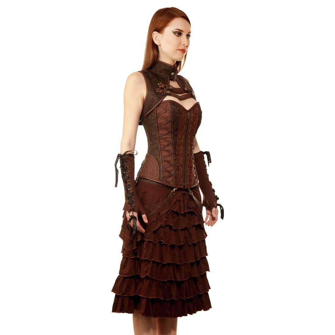 Taanach Steampunk Authentic Steel Boned Overbust Corset Dress