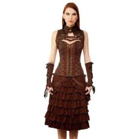 Taanach Steampunk Authentic Steel Boned Overbust Corset Dress