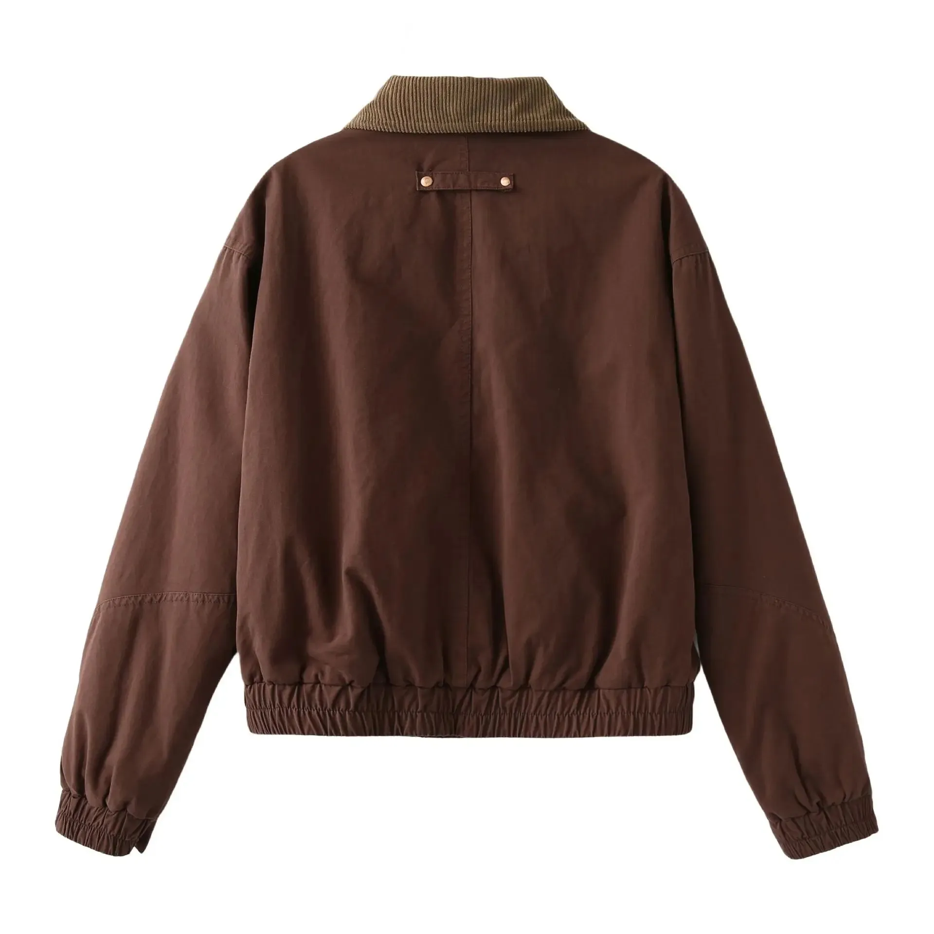 TAVIMART  -  Autumn New Solid Zipper Jacket Women Chic Button Up Turndown Collar Cropped Jacket Streetwear Vintage Long Sleeve Outerwear