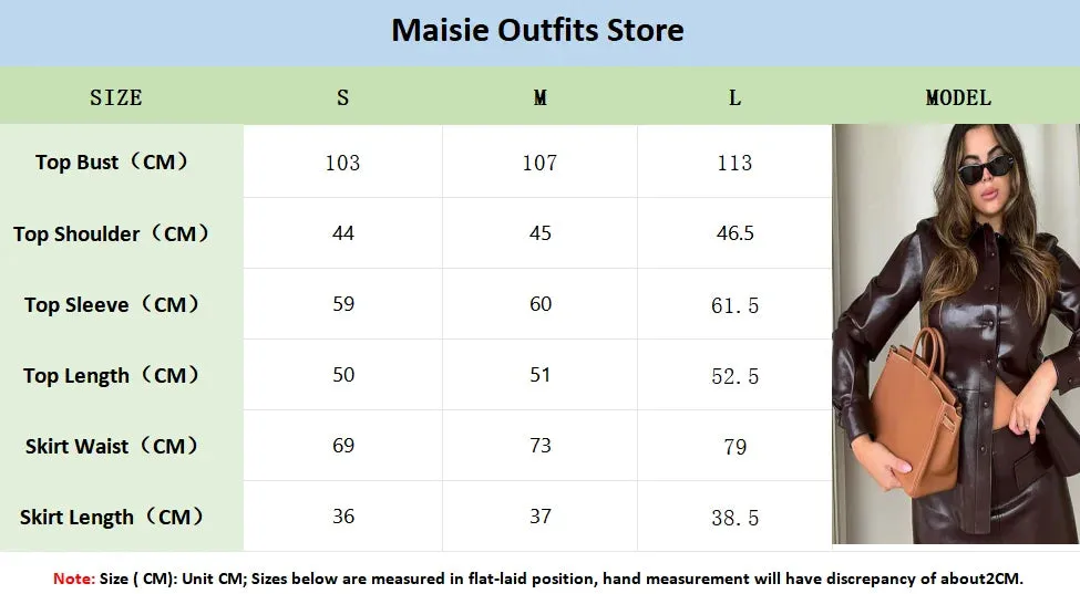TAVIMART  -  Women Elegant Ancora Red Zipper Leather Jacket 2 Piece Set Fashion High Waist Solid Cropped Mini Skirt Suit Lady Streetwear