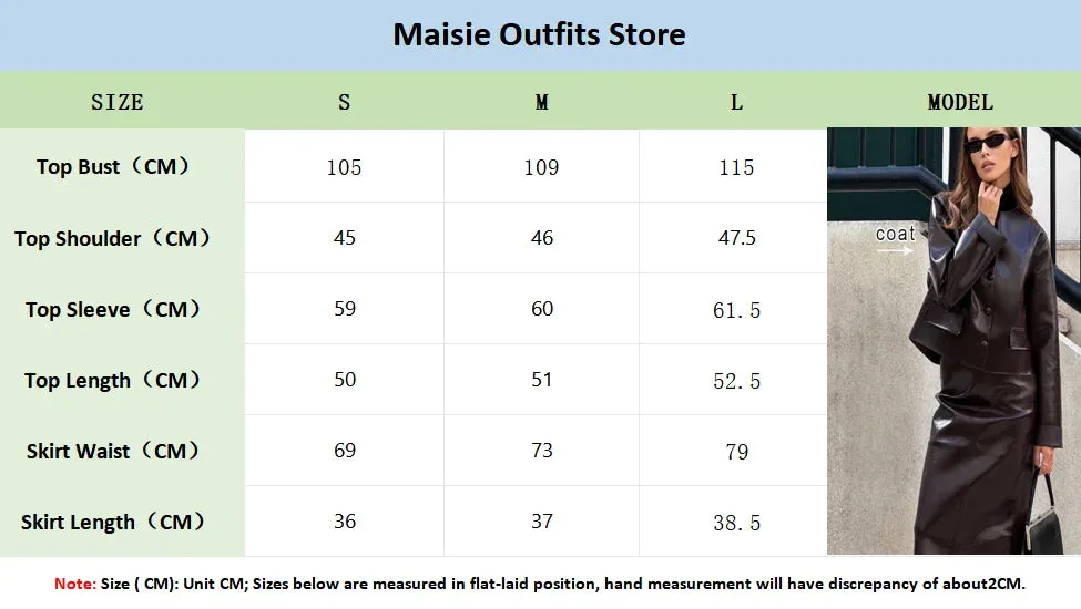 TAVIMART  -  Women Elegant Ancora Red Zipper Leather Jacket 2 Piece Set Fashion High Waist Solid Cropped Mini Skirt Suit Lady Streetwear