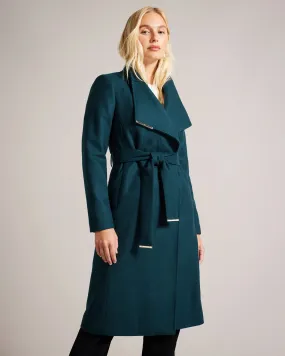 Ted Baker Rose Wool Wrap Midi Coat | Teal Blue
