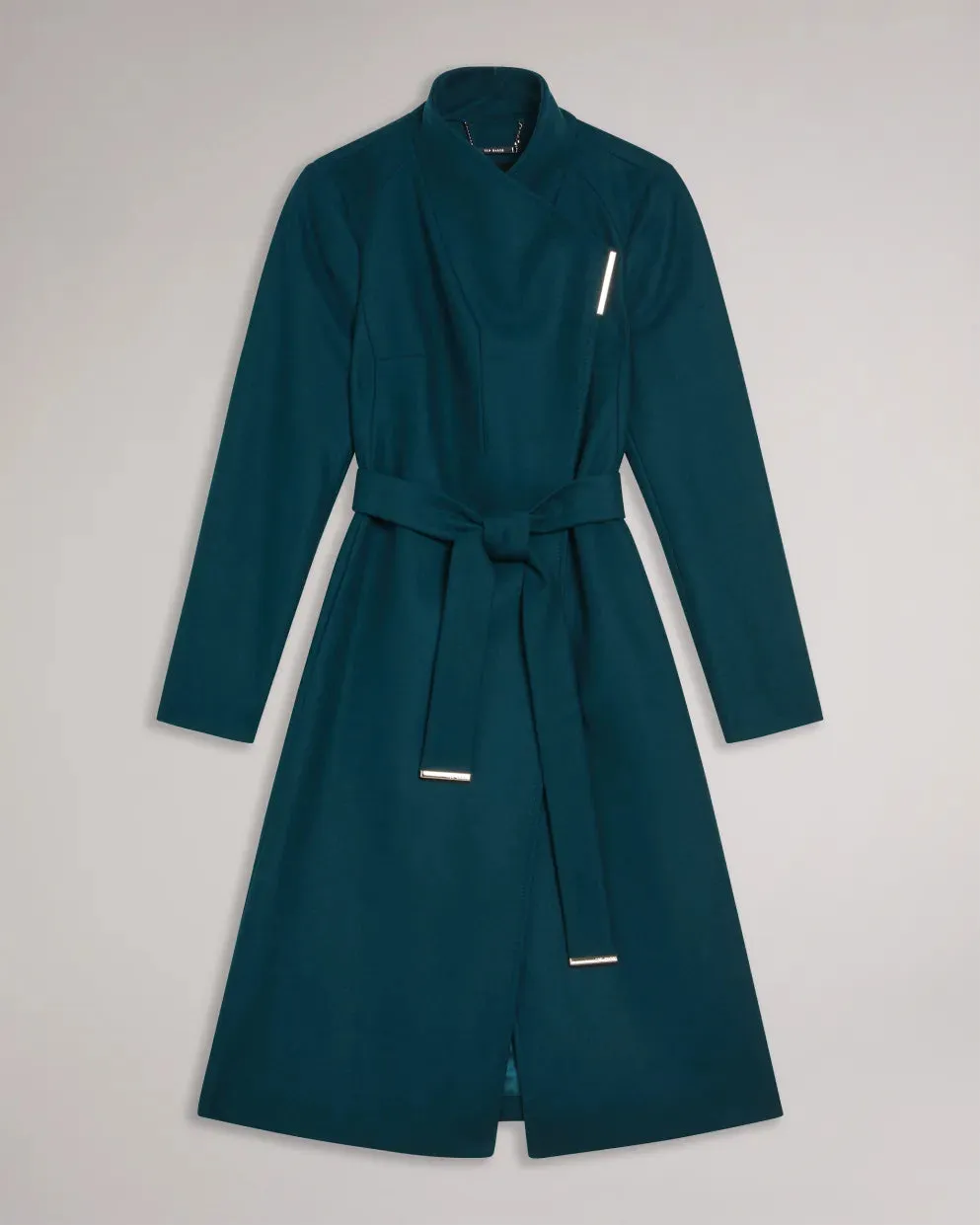 Ted Baker Rose Wool Wrap Midi Coat | Teal Blue
