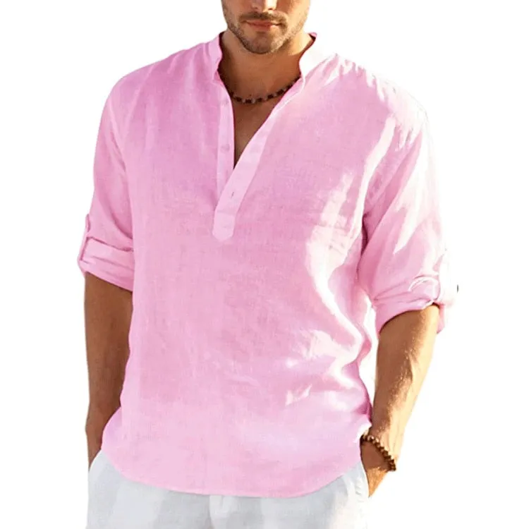TEEK - Linen Long Sleeve Solid Loose Shirt