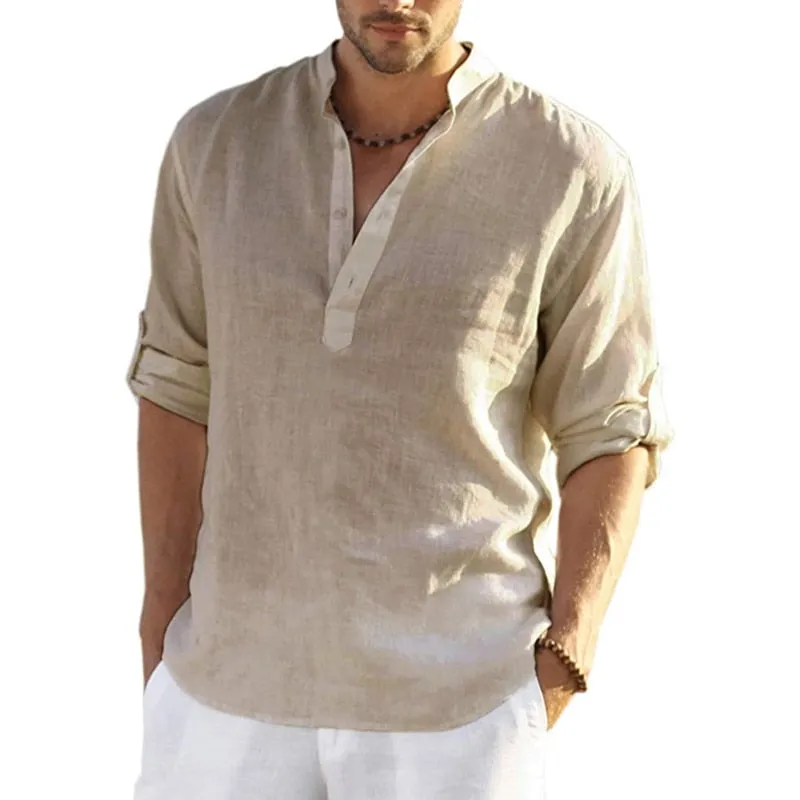 TEEK - Linen Long Sleeve Solid Loose Shirt