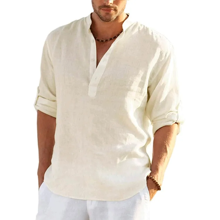 TEEK - Linen Long Sleeve Solid Loose Shirt