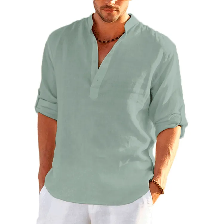 TEEK - Linen Long Sleeve Solid Loose Shirt