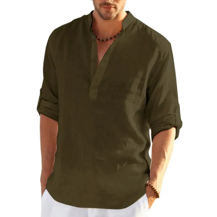 TEEK - Linen Long Sleeve Solid Loose Shirt