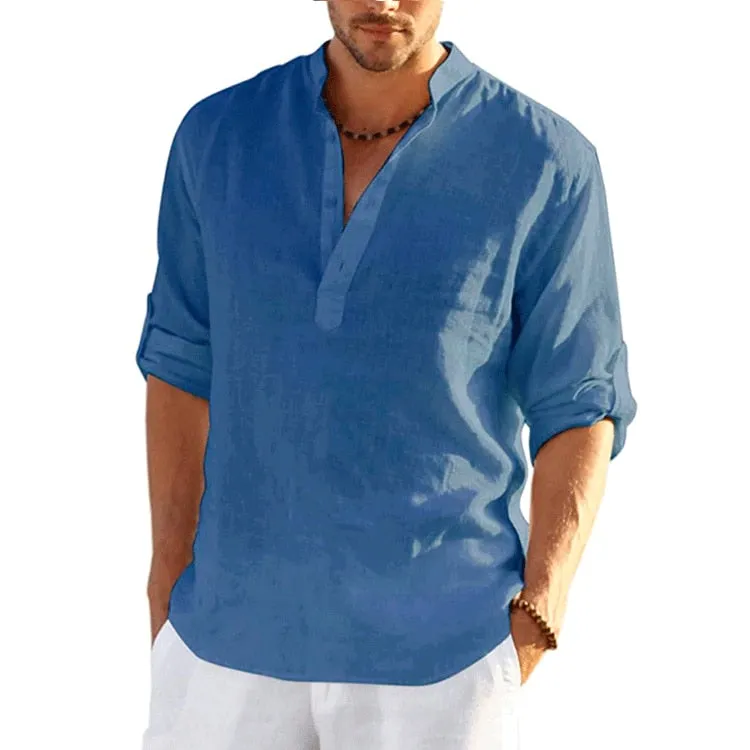 TEEK - Linen Long Sleeve Solid Loose Shirt