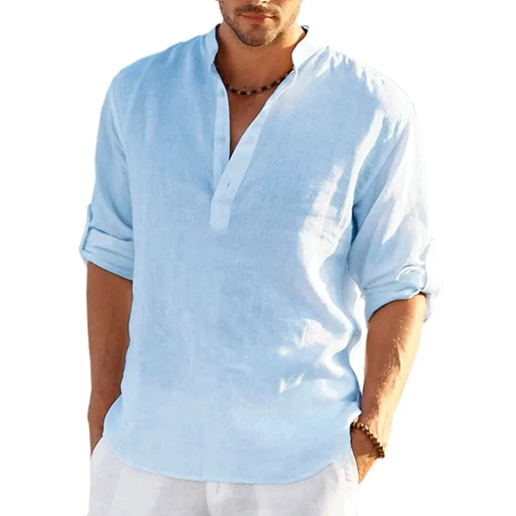 TEEK - Linen Long Sleeve Solid Loose Shirt