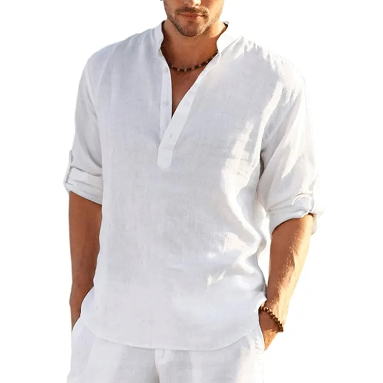 TEEK - Linen Long Sleeve Solid Loose Shirt