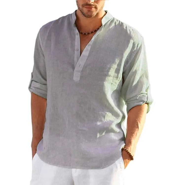 TEEK - Linen Long Sleeve Solid Loose Shirt