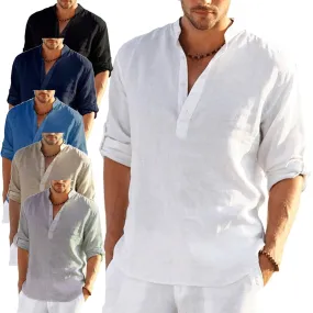 TEEK - Linen Long Sleeve Solid Loose Shirt